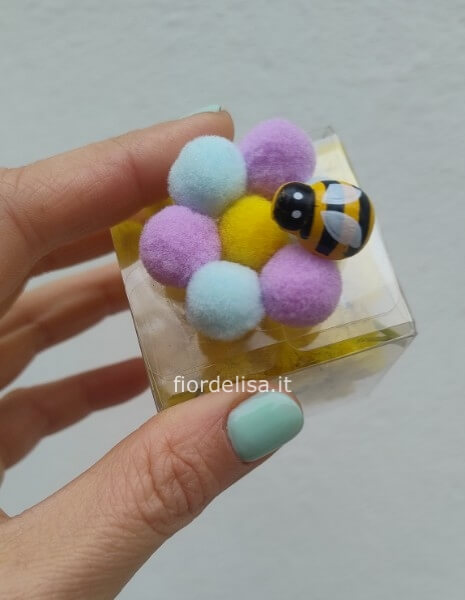 Scatolina di Mimosa con fiore in feltro